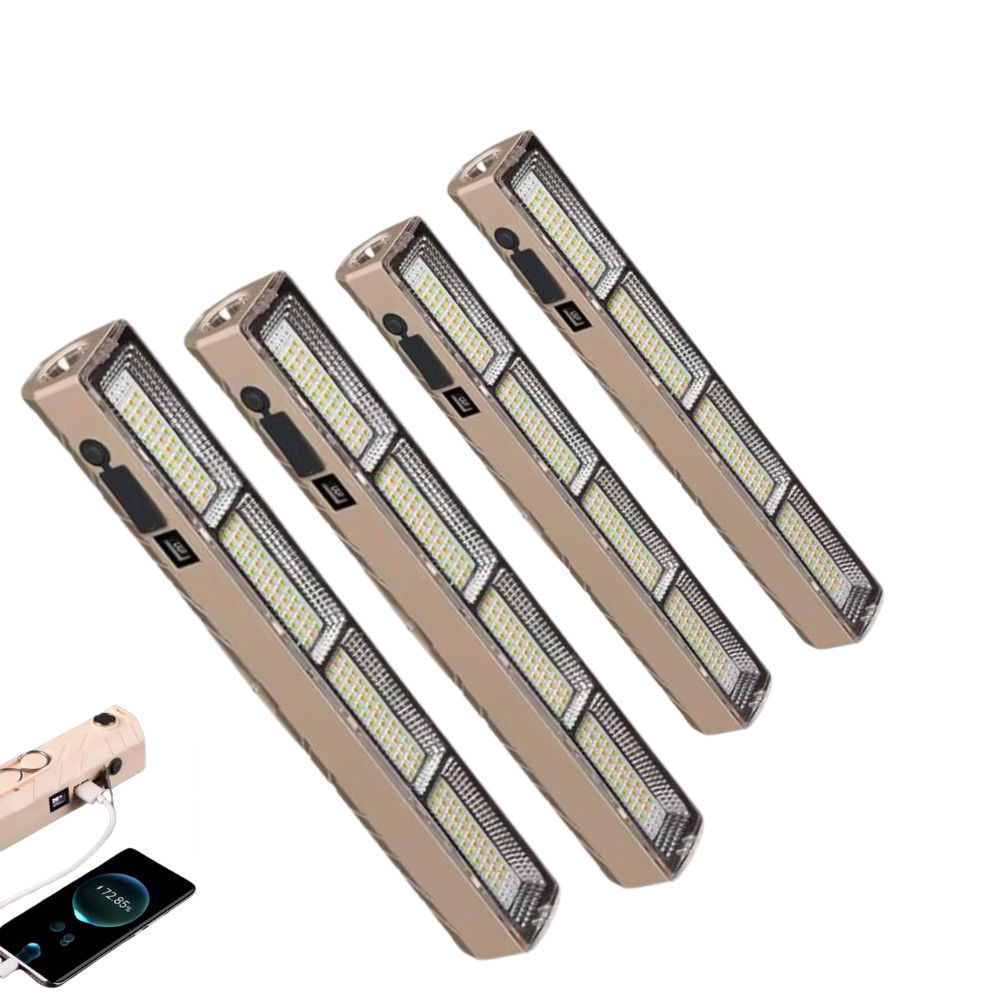Kit 4 Lâmpada Led Tubo 300w Emergência Camping Lampião Pesca Barraca Lanterna 31cm Luminoso Recarregável