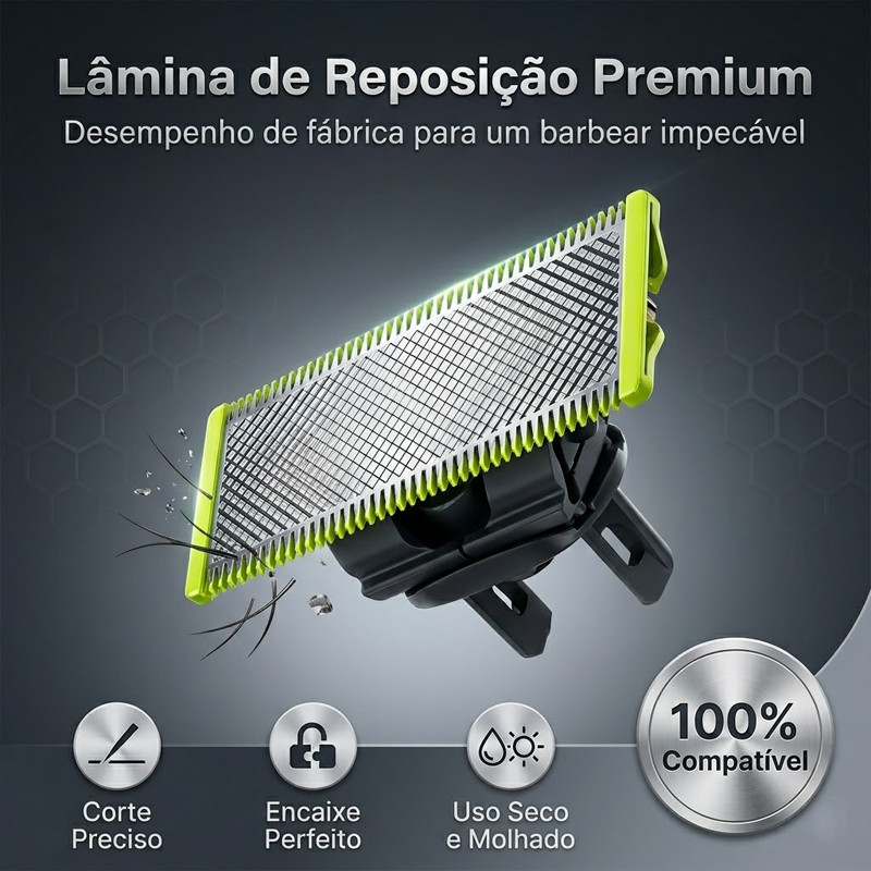 Refil Lâmina para Barbeador e Aparador de Pelos Tela de Aço Inox Reposição Fácil Corte Preciso Profissional