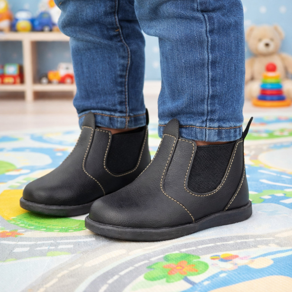 Bota Botina Botinha Infantil Jequinha Menino Masculina Festa Junina Rodeio Country Sítio Preta