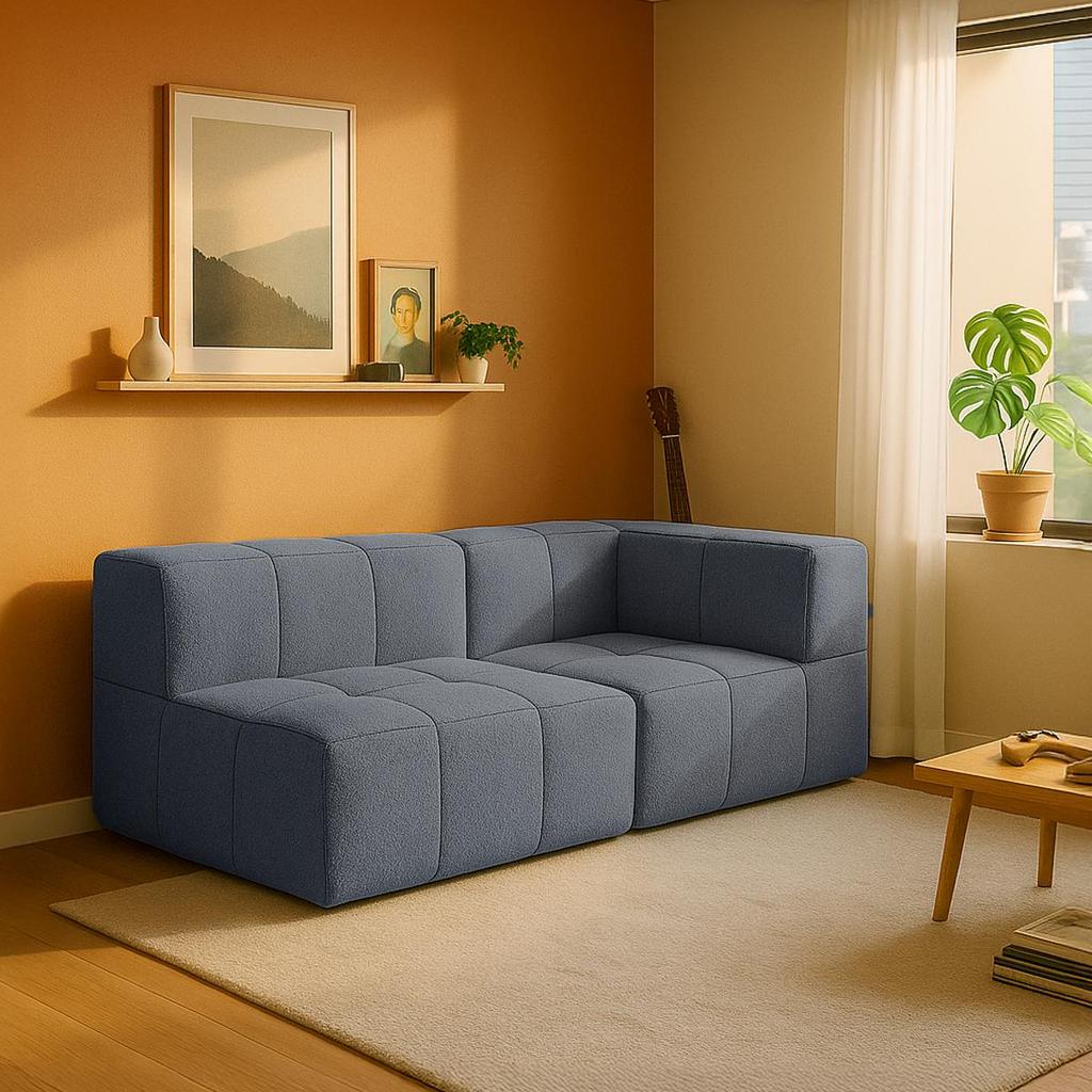 Imagem Sofá Modular Boucle 2 Lugares com 1 Canto para Sala Moderna Premium