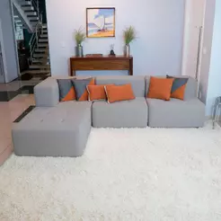 Sofá Modular Na Caixa Boucle 3 Lugares Com 1 Braço 1 Chaise