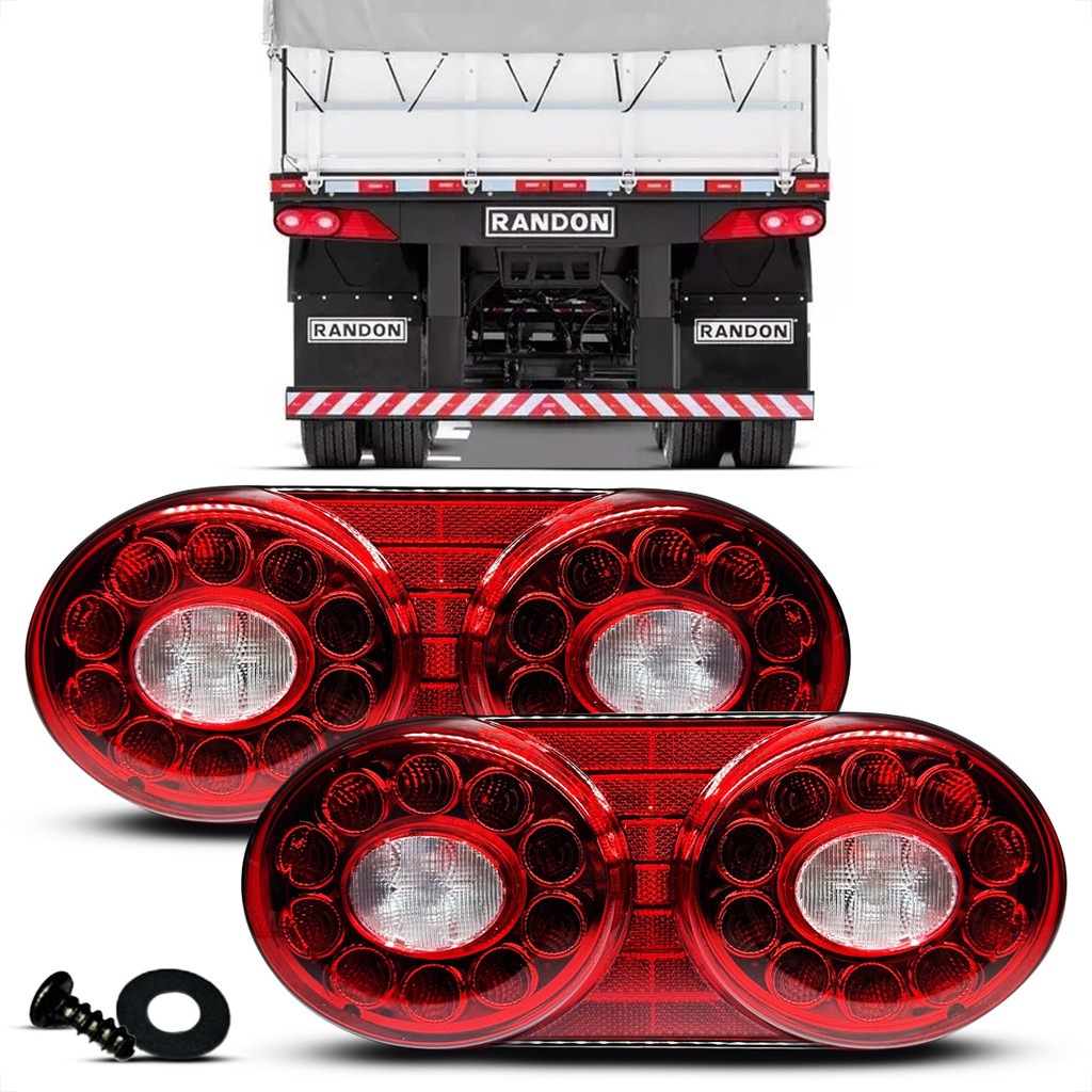 Par Lanterna Traseira Sinaleira Refil Randon Led Seta Caminhão Baú Carreta Implemento 12v 24v