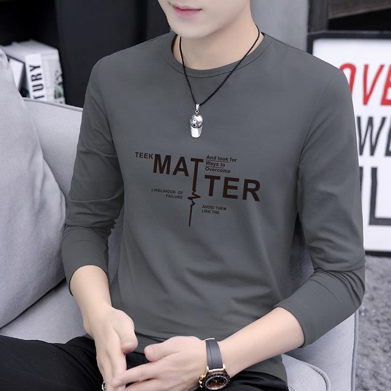 Camiseta masculina de manga comprida 2025 novo estilo roupas masculinas primavera outono camisa de fundo fino roupas de