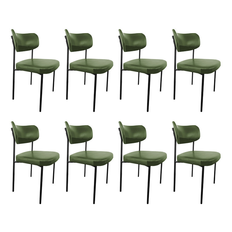 Kit 8 Cadeira de Jantar Mila Estofada Sala Mesa de Jantar Gourmet Linho Verde
