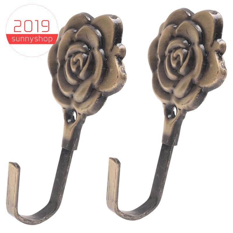 [Bestseller S] 2 Unidades De Metal Rosa Flor Cortina Amarração Traseira Suportes De Decoração De Ganchos De Parede