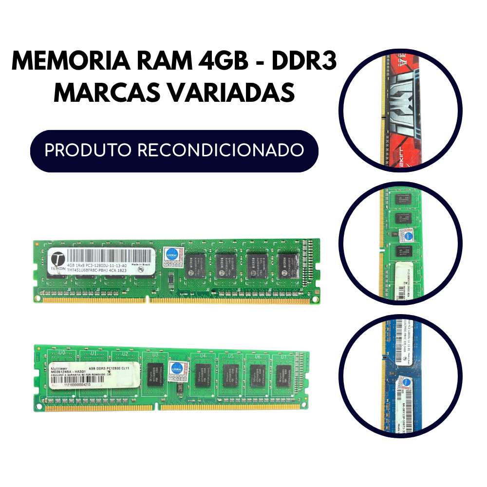 MEMORIA RAM 4GB - DDR3 MARCAS VARIADAS