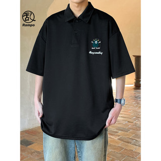 2026 novo estilo camisa polo masculina ins manga curta Street Wear solto dos desenhos animados bordado verão novo produt