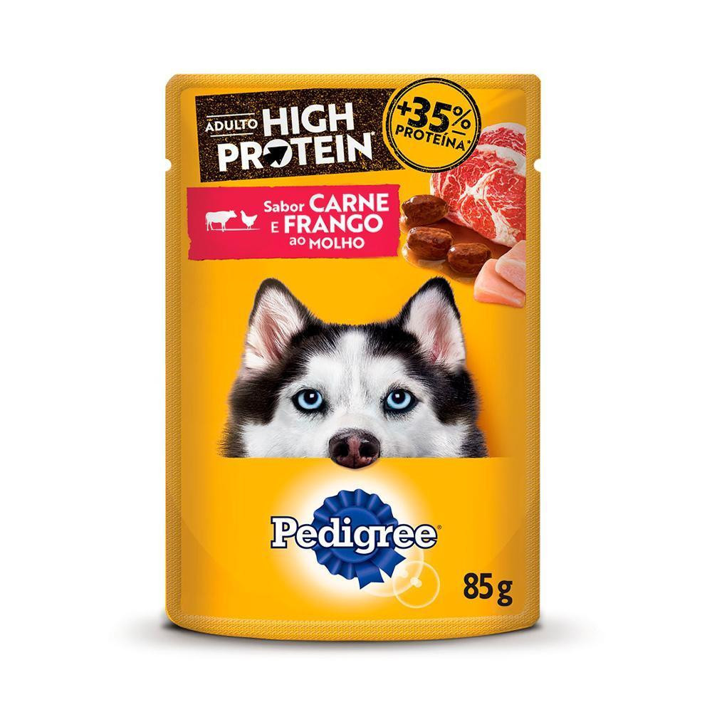 Ração Úmida Pedigree Sachê High Protein Cães Adultos Carne e Frango 85g