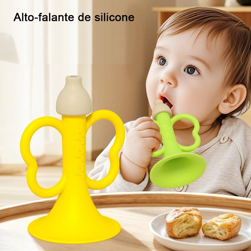 Apito mordido de Silicone soprado, buzina pequena, instrumentos musicais para bebês, brinquedos infantis de 6 meses acim