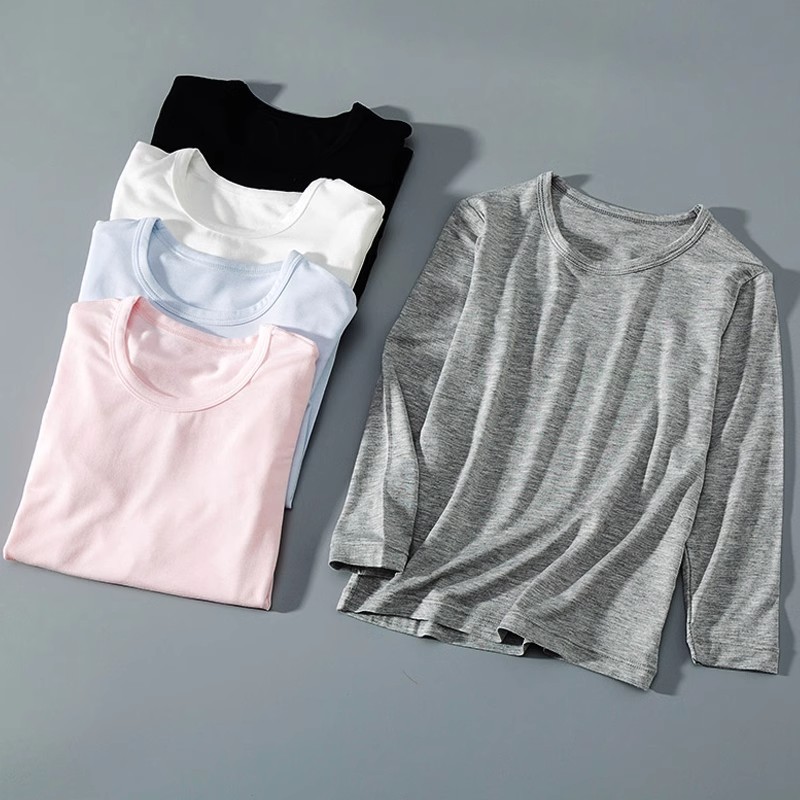 Crianças camisa de fundo fino meninos meninas outono inverno estilo médio grande crianças de manga comprida camiseta Mod