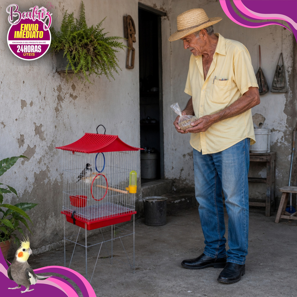 Mini Viveiro Gaiola Chinesinha Canário Coleiro Completa Suporte Ou Mini Gaiola Acessórios Inclusos!!