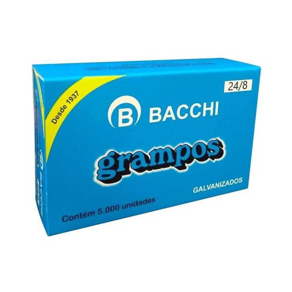 Grampo galvanizado 24/8  com 5000 unidades Bacchi