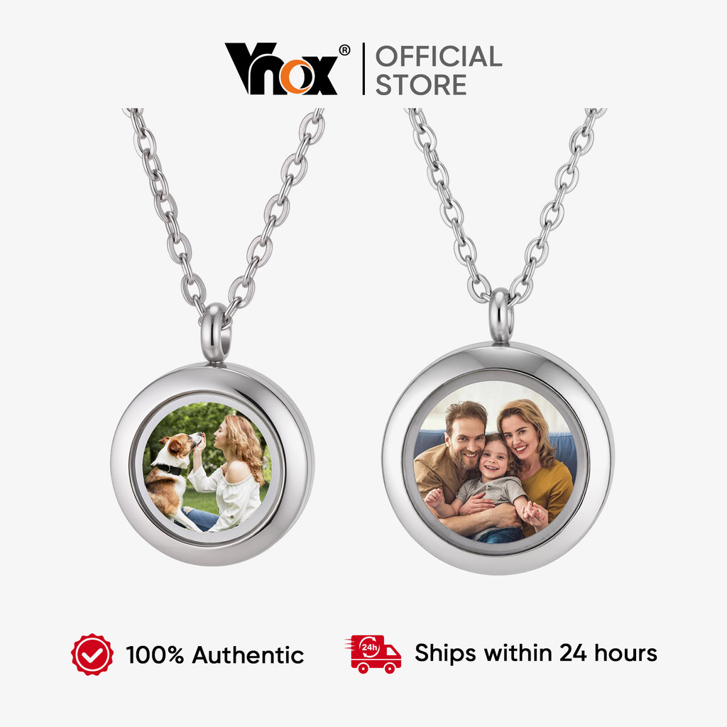 Colar Com Pingente De Foto Redonda Que Pode Ser Aberto Vnox , Medalhão De Vidro De Aço Inoxidável , Presente Personaliza