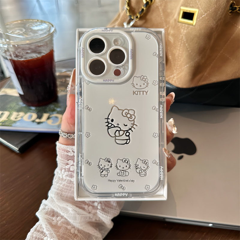 Capa de celular com espelho Hello Kitty Aplicável a SAMSUNG A03 A05S A06 A07 A12 A14 A15 A16 A17 A24 A25 A32 A34 A35 A36