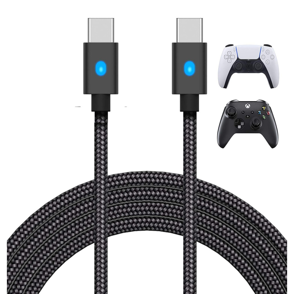 Cabo USB C Para USBC de 3 Metros Para Controle de PS5 X-BOX Series 2 pontas Com led