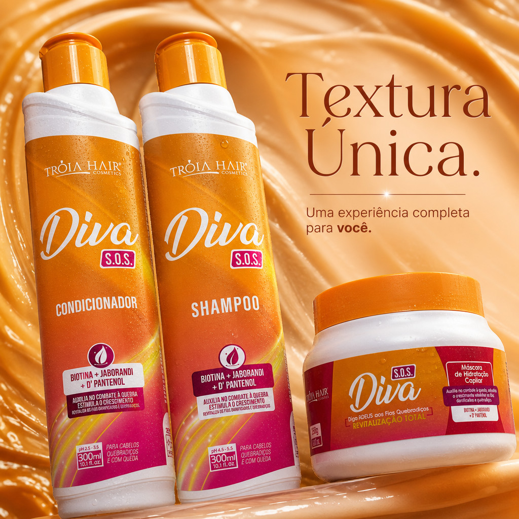 Kit Cabelo Tratamento Intensivo Shampoo Condicionador Máscara Jaborandi Biotina Panthenol Hidratação Brilho