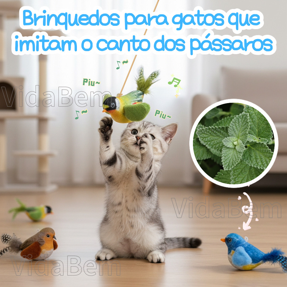 Pássaros de Brinquedo Realistas para Gatos: Com Som, Penas e Catnip