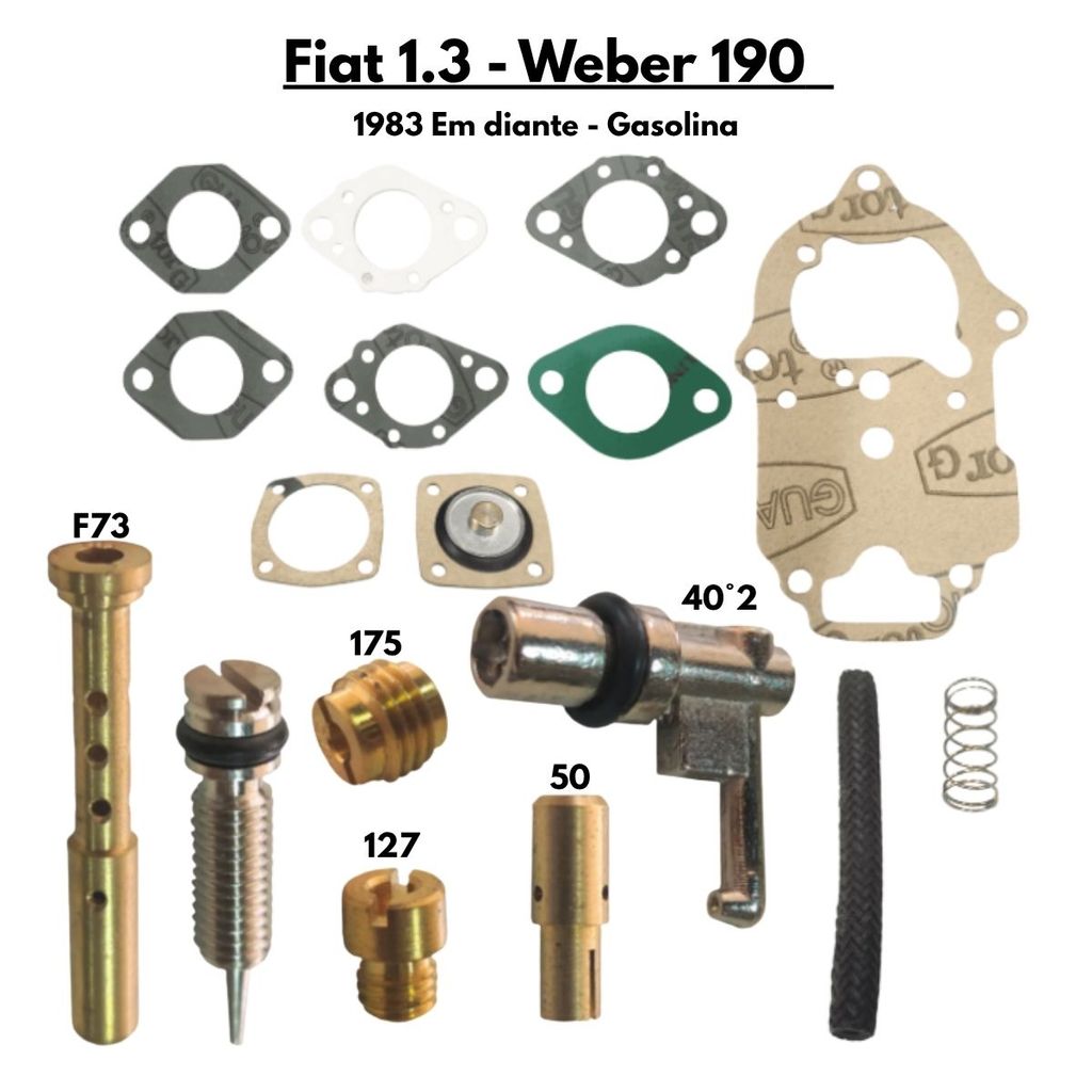 Kit Gicle e Jogo de Juntas Weber 190 Uno Fiorino 1.3 Gasolina 1983 em diante
