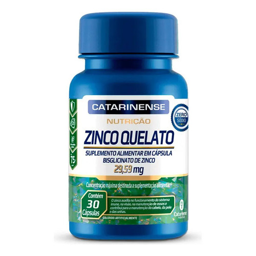Zinco Quelato Catarinense Pharma 30 Cápsulas Sem Glúten e Lactose