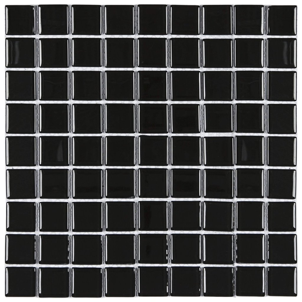 Pastilha de Vidro Cristal de 29cm X 29cm Rende  Glass Mosaic Preto