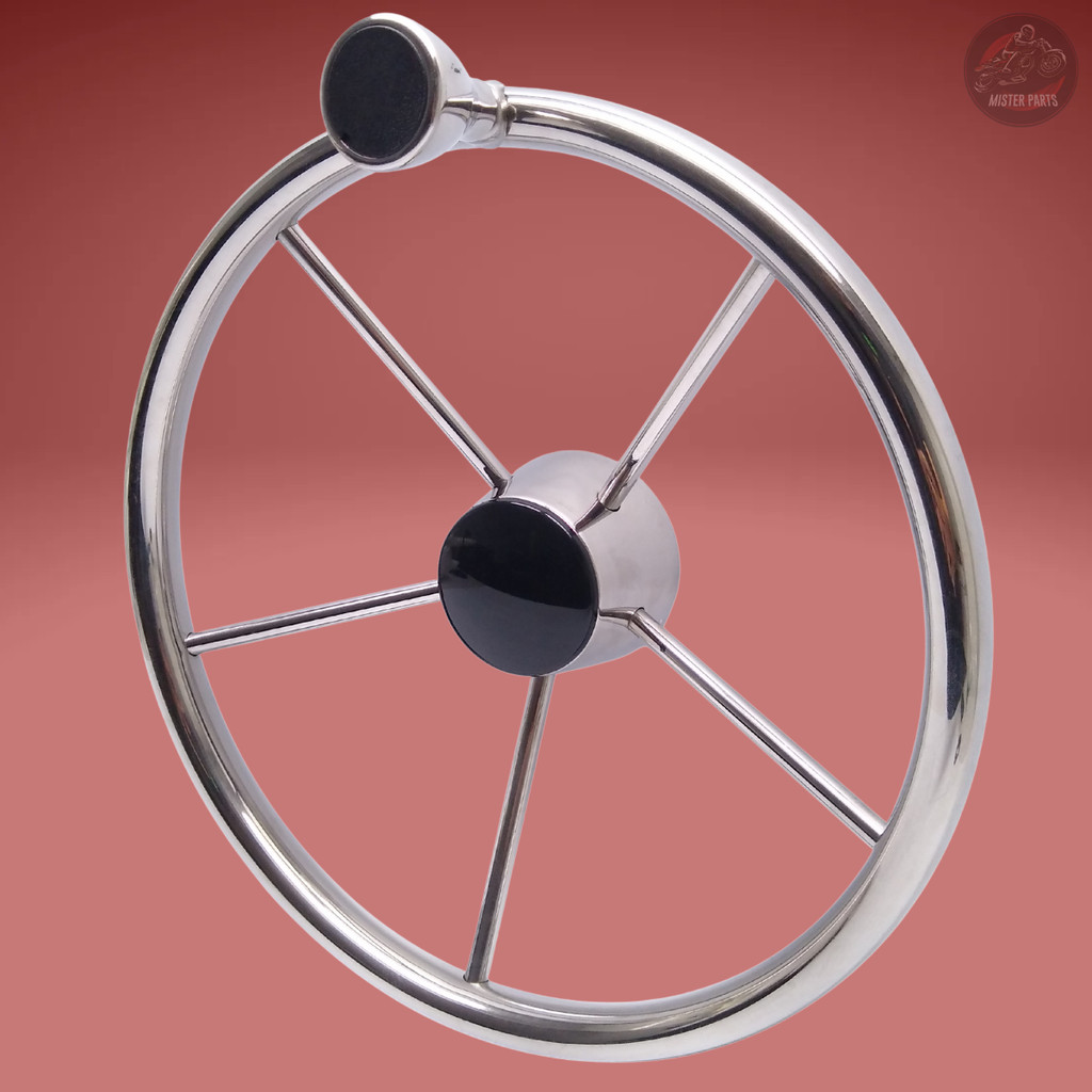 Volante Náutico Inox 5 Raios Com Knob Barcos Lancha Universal 3/4