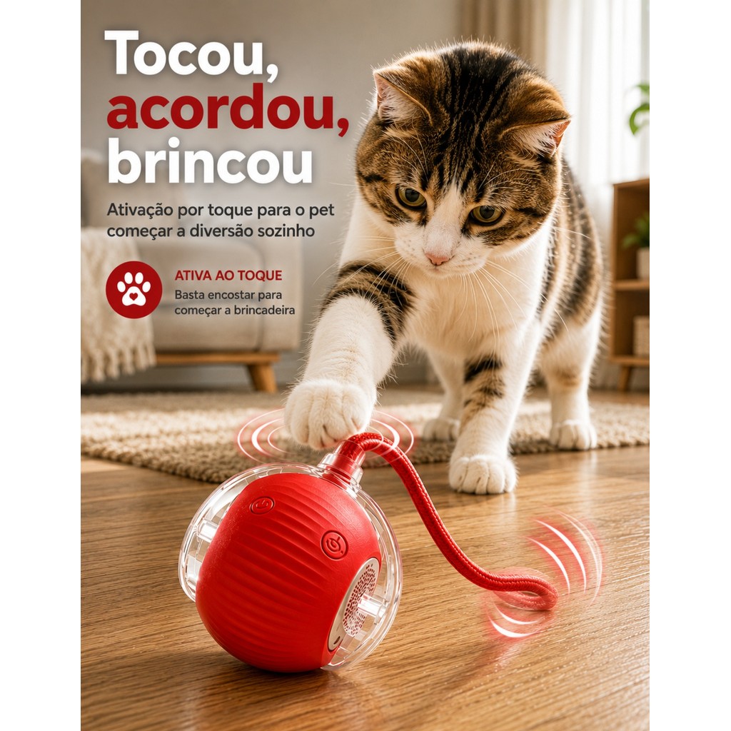Brinquedo Bola Interativa Inteligente Cachorro Gato Silicone Automático Usb Anti Stress