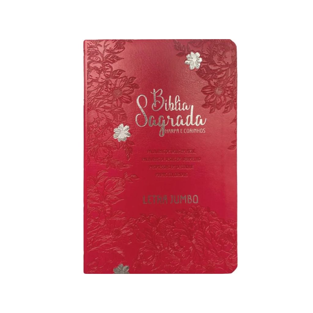 Bíblia Sagrada Letra Jumbo | ARC | Harpa Avivada e Corinhos | Capa PU Luxo Jardim Vermelho