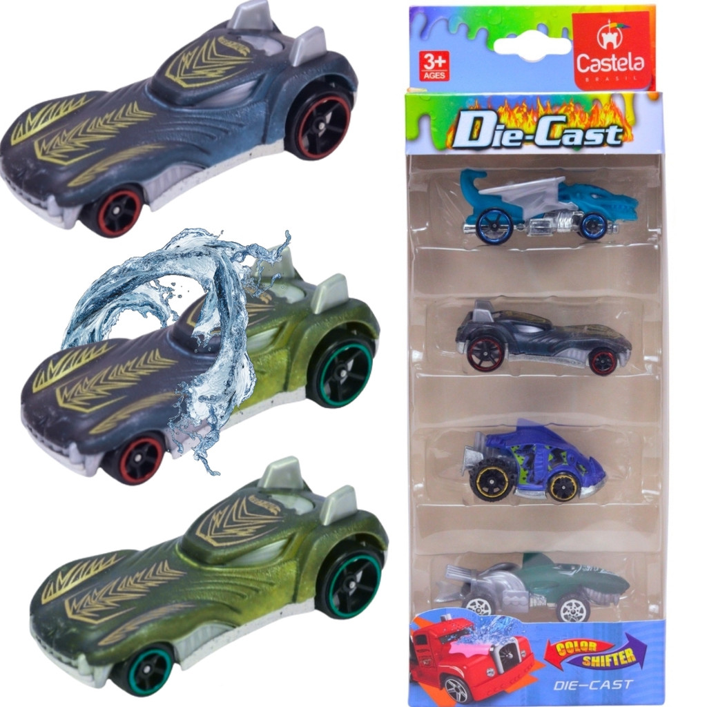 Pack 4 Carrinhos Miniatura Die Cast Color Shifter - Castela