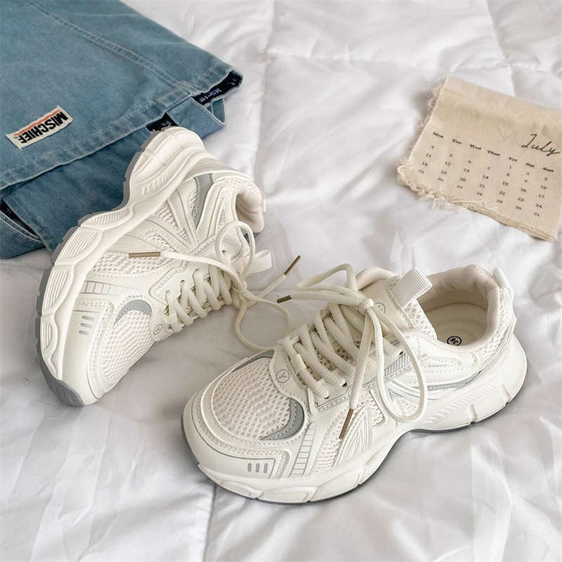 Sapatos com calças de perna larga sapatos brancos de sola grossa sapatos esportivos na moda verão sapatos femininos papa