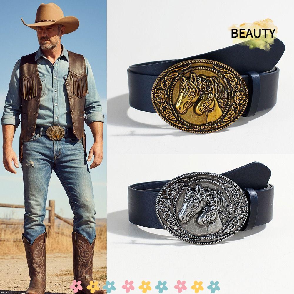 BEAUTYHOMEBR Cinto De Couro PU , Cowboy Ocidental De Marca Moderna De Design Luxuoso Retrô Vintage Para Calças Jeans
