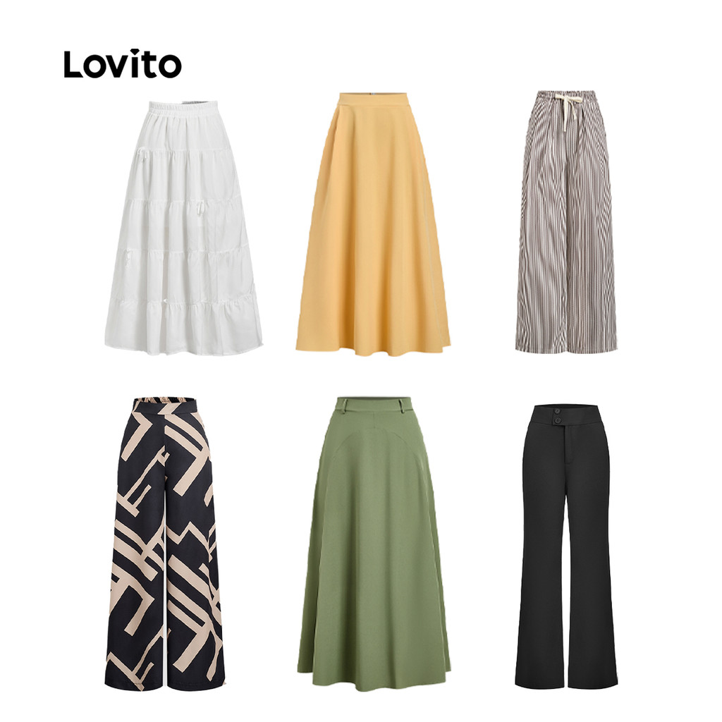 Lovito Oferta Especial De Calças Casuais Femininas (tamanhos P-g) em Oferta na Shopee