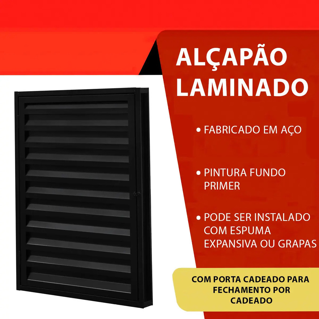 Alçapão Porta Abrigo Portinhola Teto Aço Fundo Preto 60x80