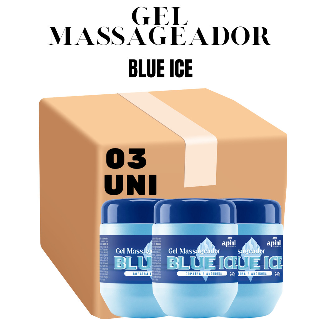 Kit com 3 Unidades Gel Massageador Blue Ice 240g Apinil
