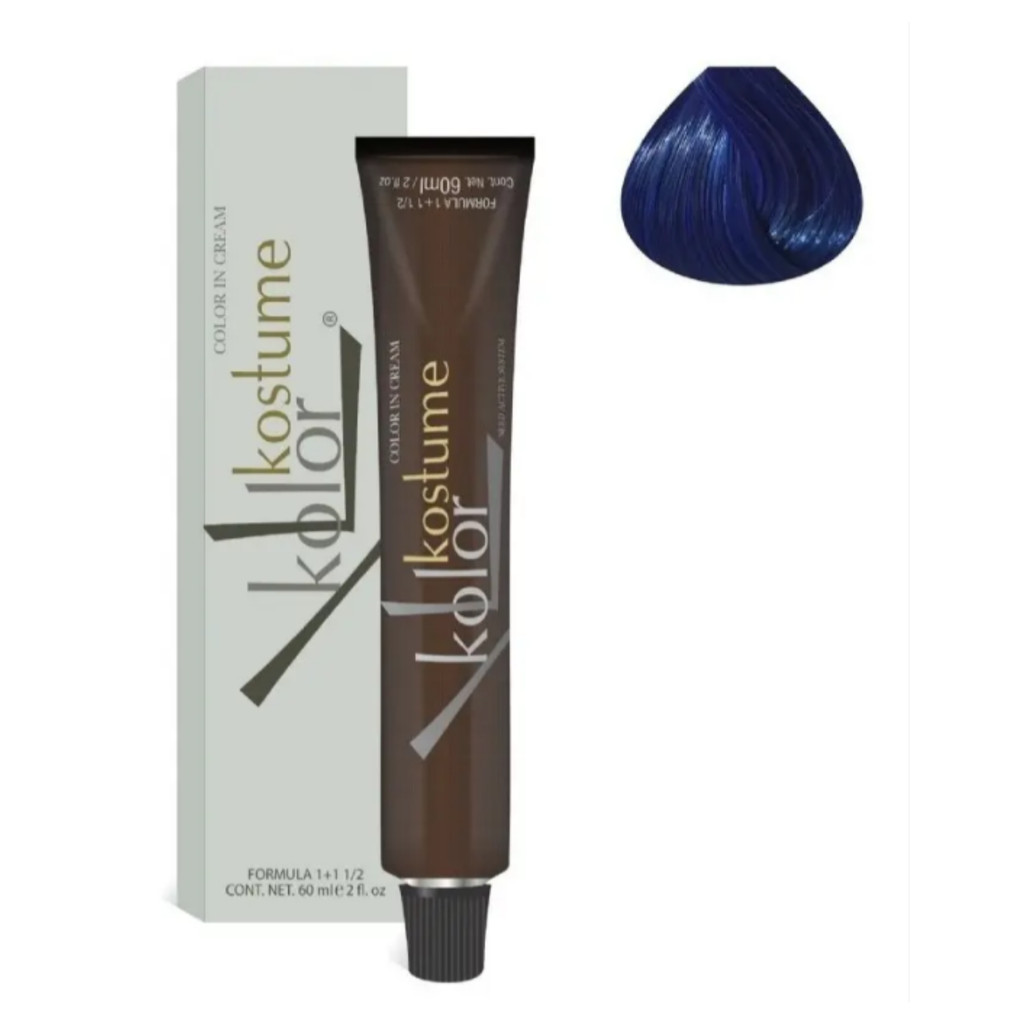 Tinta De Cabelo Kostume Kolor Azul Tintura Coloração 60ml