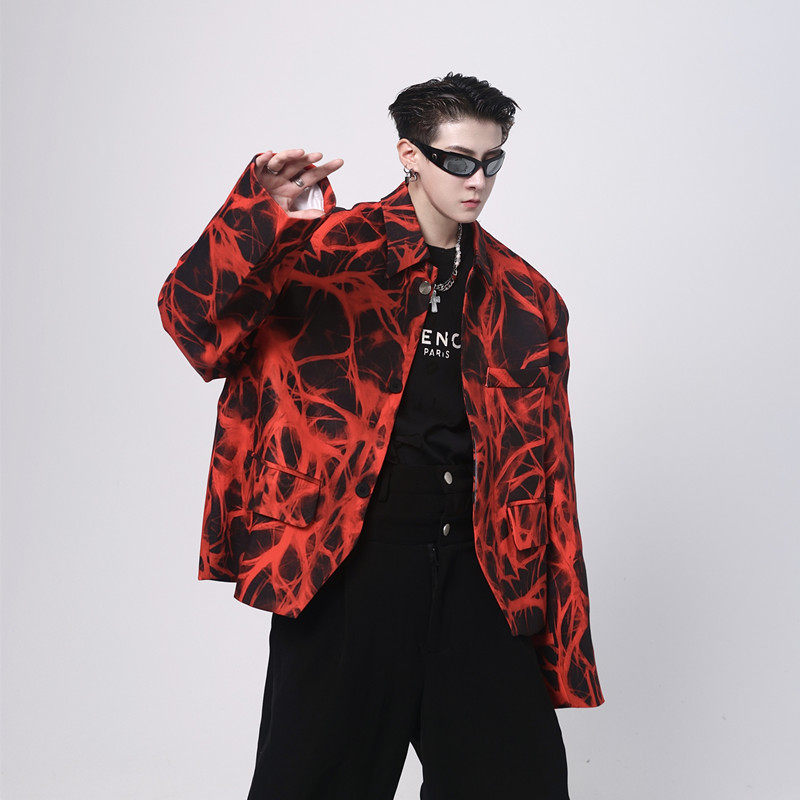 Outono High-End sentimento frito rua jaqueta curta masculino nicho contraste cor Design sentimento street Wear bonito pe