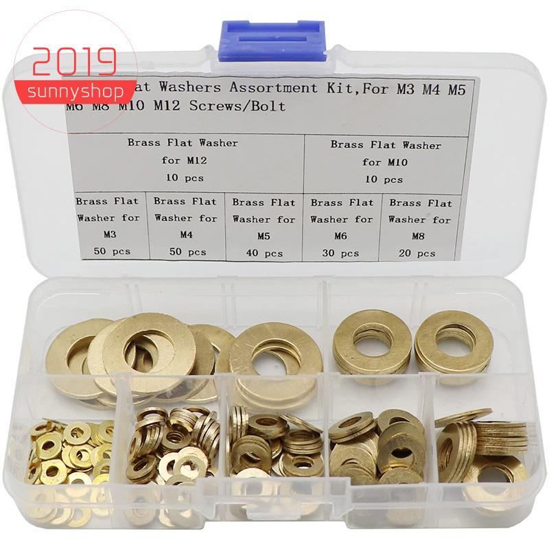 [Bestseller S] Conjunto De Sortimento De Arruelas Planas De Latão , Kit Vedação De Anel Plano De Junta De Cobre (210 Peç