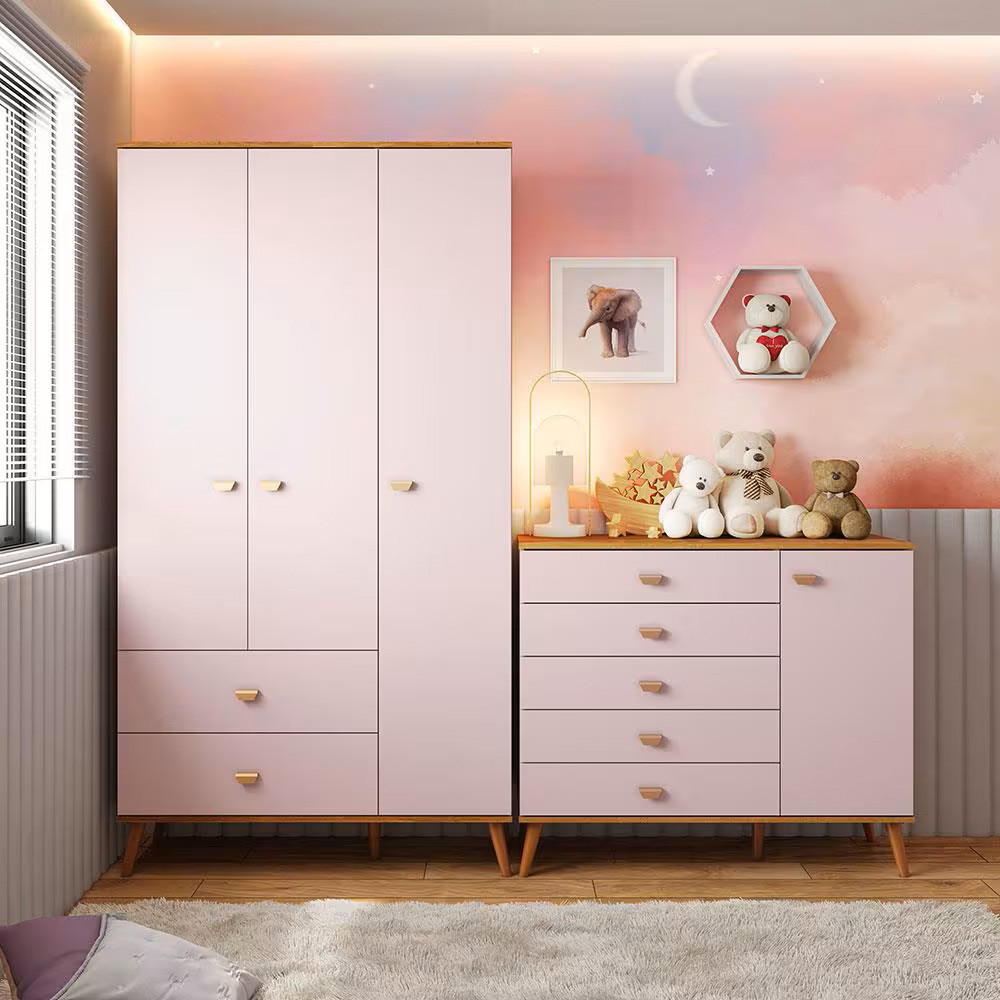 Guarda-Roupa Bartira Ternura com 3 Portas, 2 Gavetas + Cômoda Bartira Ternura com 5 Gavetas e 1 Porta · foto 2