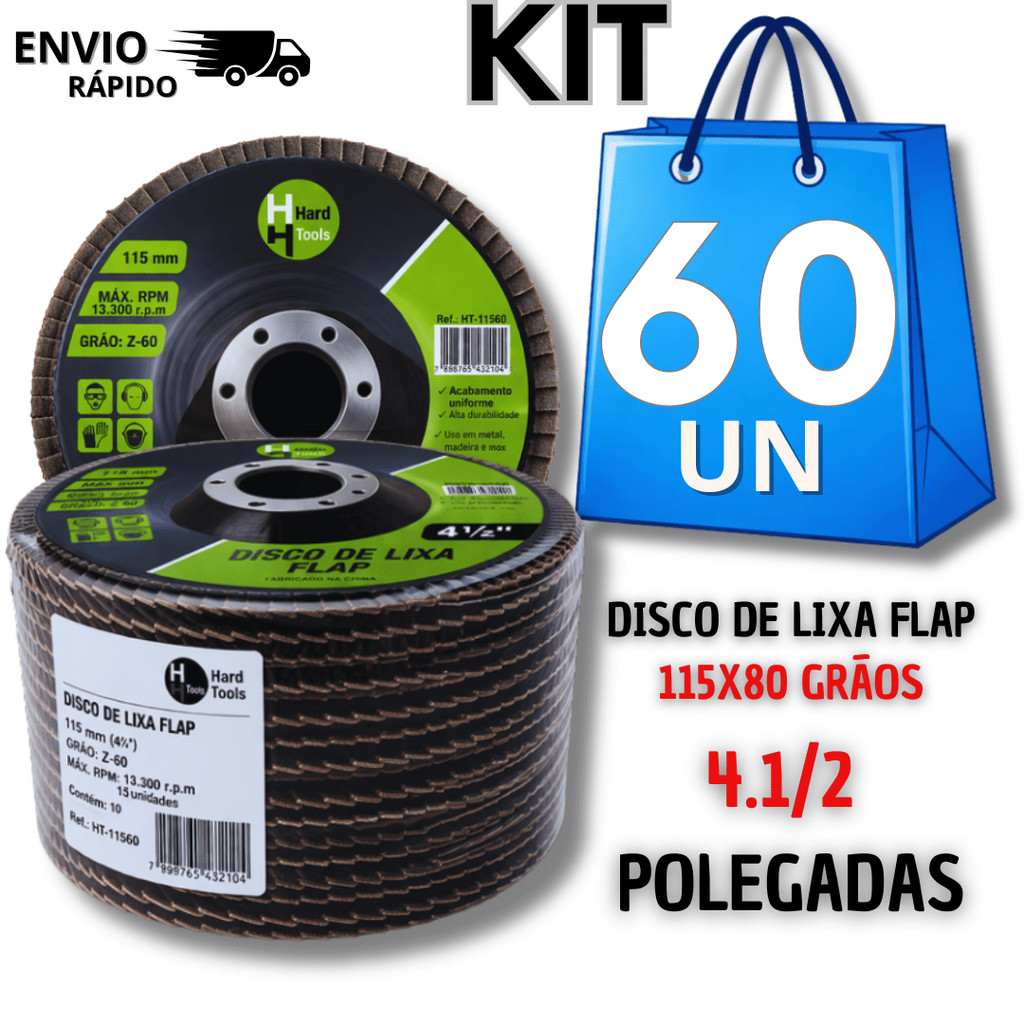 Conjunto Disco Flap 4.1/2 Grão 80 Flap Disc Lixa Para Ferro Aço Limpeza De Ferrugem Multiuso Utilidades