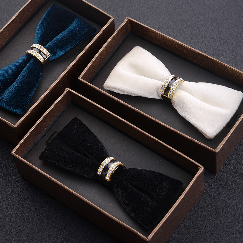 Nobre versão coreana ouro veludo gravata borboleta masculino vermelho noivo casamento Formal terno negócios gravata borb