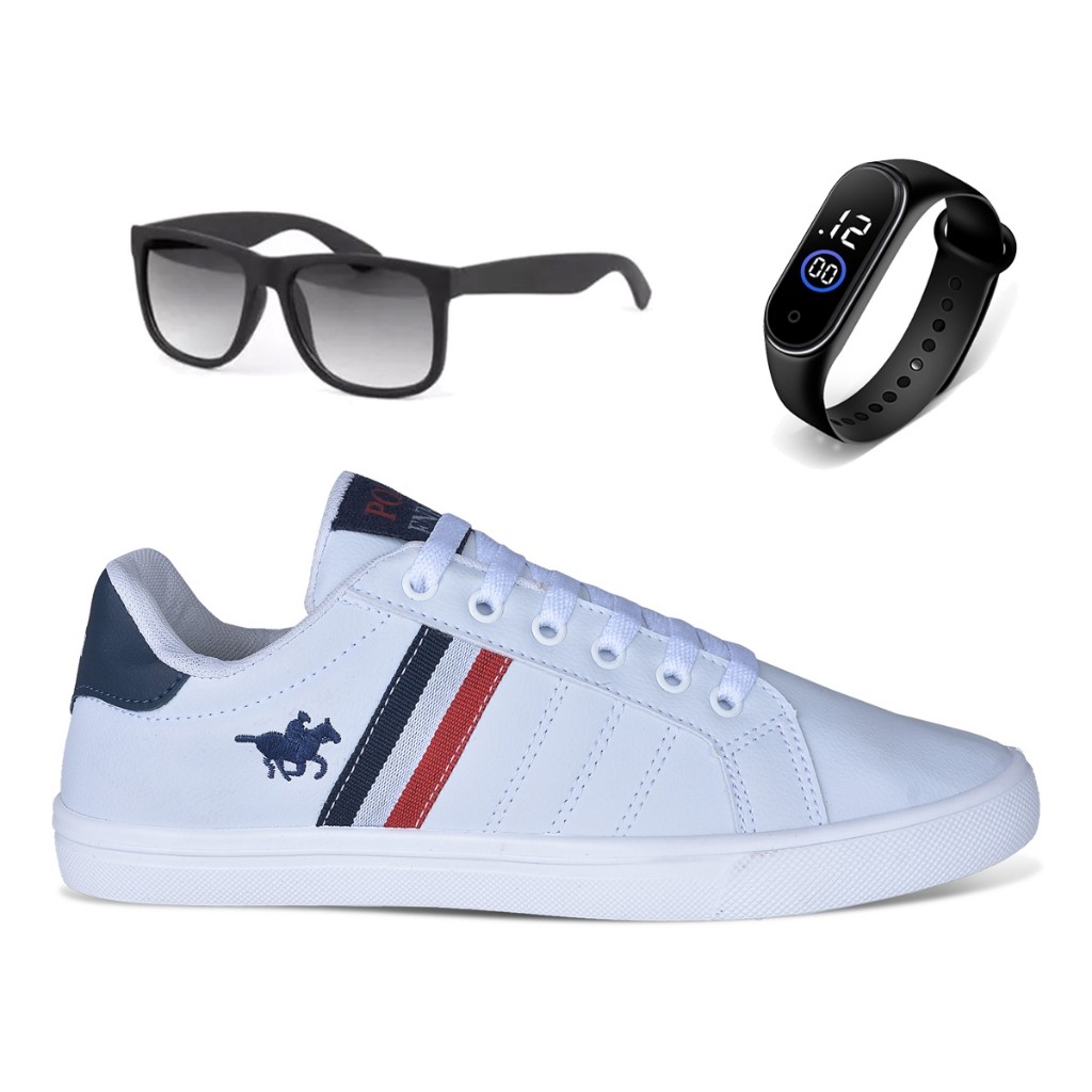Sapatênis Masculino Polo Energy 3279 Casual Esporte Mais Vendido + Óculos + Relógio