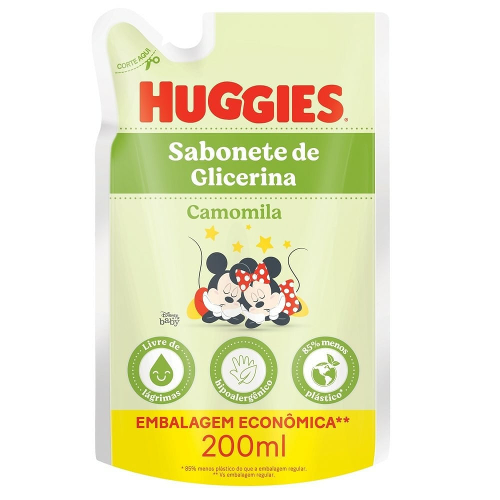 Sabonete Líquido Glicerina Huggies Camomila Bebê Hipoalergênico Kimberly 200ml