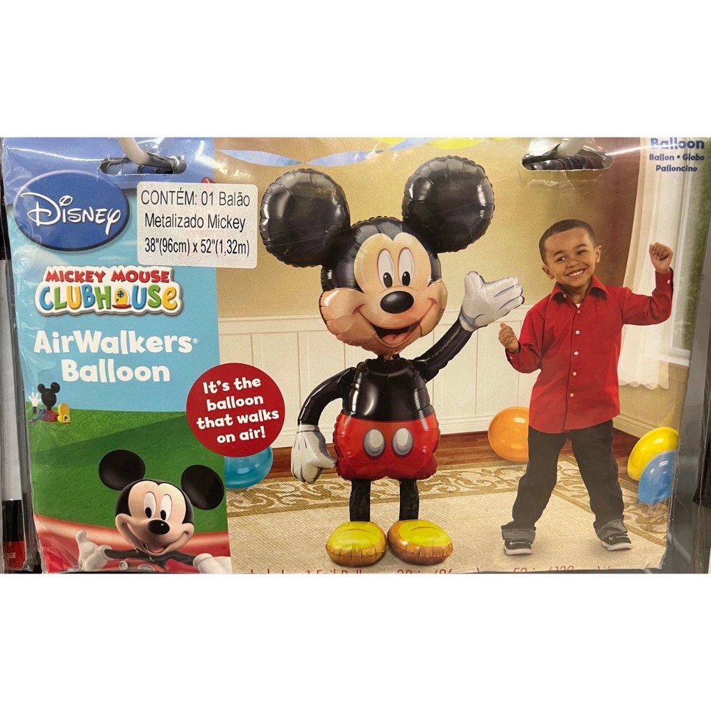Balão Metalizado Mickey Gigante 1,32m x 52cm Festa Decoração Enfeite
