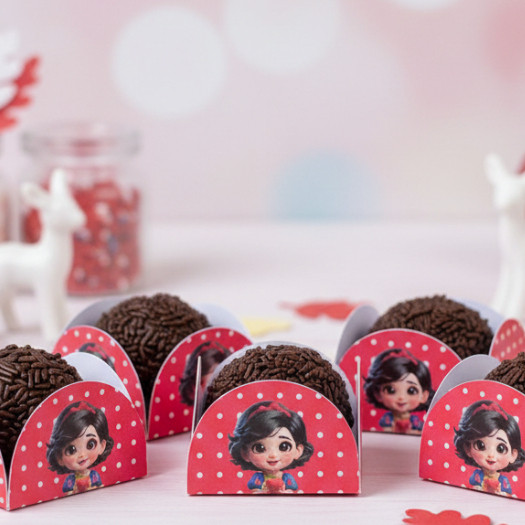 100 Forminhas Brigadeiro Docinho Branca De Neve Cute para Festas Aniversários Eventos Doces Confeitaria Brigadeiro