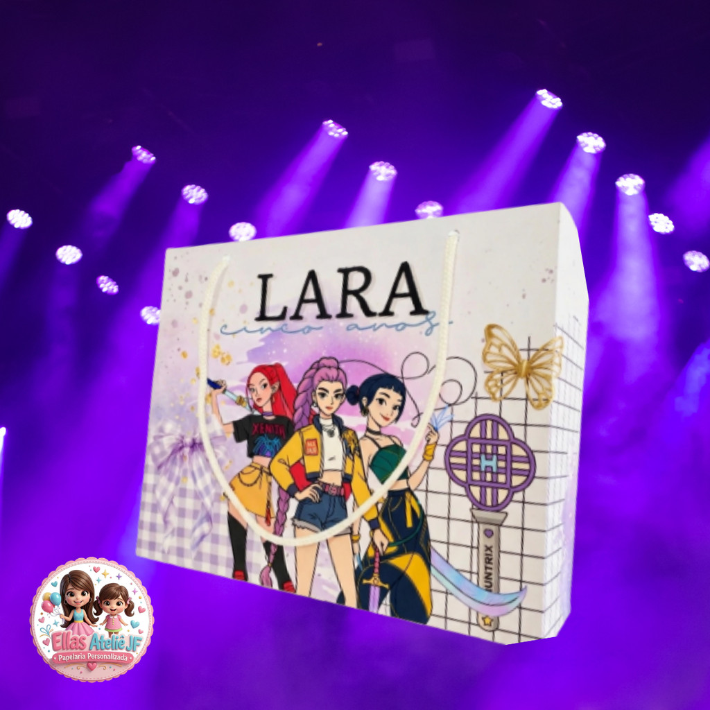 10/15/20/25 Sacolinhas Personalizadas FESTA GUERREIRAS DO KPOP Pegue e Monte (19x15x6cm)