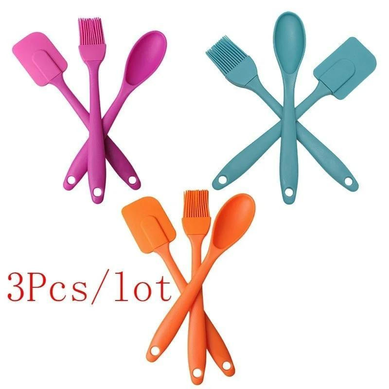Ferramentas De Cozinha Batedor De Ovos 3 Peças Conjunto De Utensílios De Silicone Antiaderente Panelas Espátula Pá Colhe
