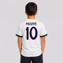 Camisa Real Madrid Coroa Infantil Branca 10 Mbappé