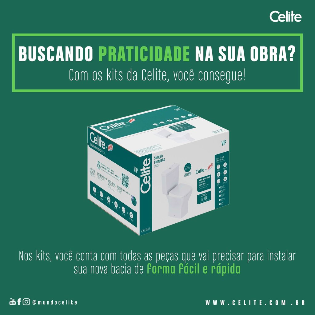 Vaso Sanitário com Caixa Acoplada e Assento Soft Close Elite Celite Branco/Brilhante Branco Brilhante