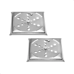 Kit com 2 Ralo de Banheiro Quadrado Abre e Fecha 10x10cm Inox + Porta Grelha Cromado