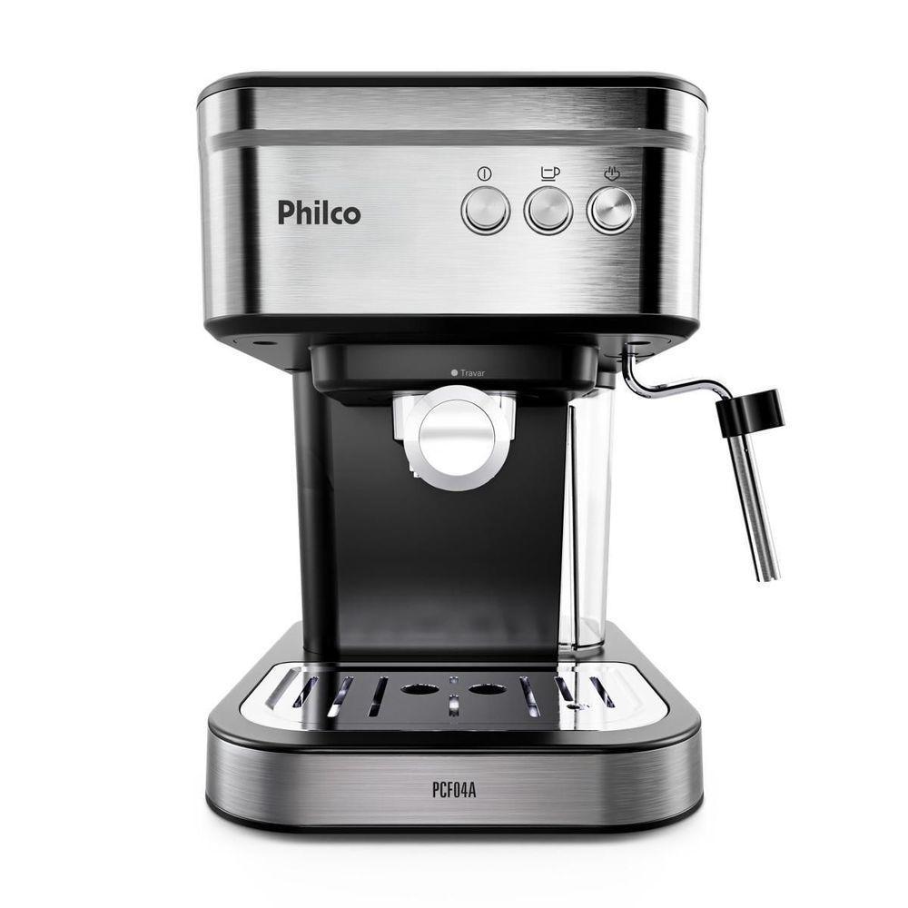 Cafeteira Expresso Philco PCF04A Aço Inox 20 Bar 950W Reservatório 1 e 2L Preto 110V