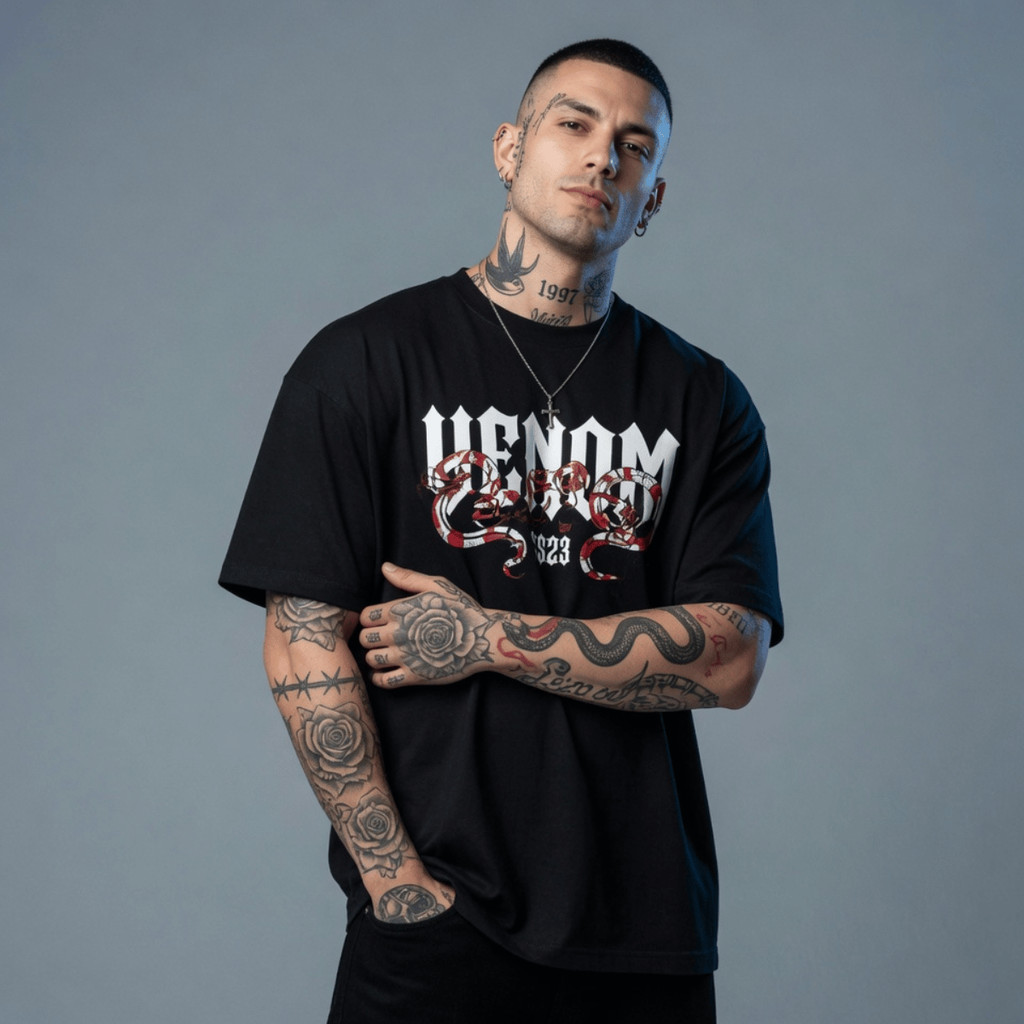 Camiseta Masculina OverSized Premium Estampado Venon 100% Algodão Premium Básica Streetwear Conforto Estilo Blusa Camisa